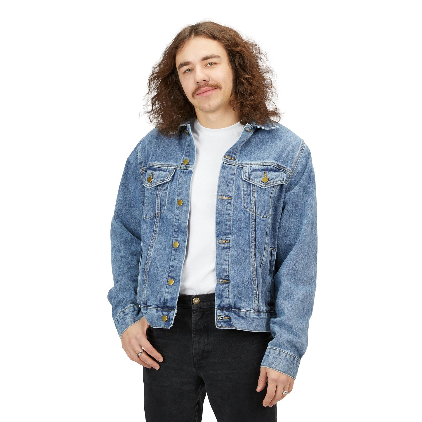 Men's Denim Jacket with BumRushEQ Design - Classic Casual Fashion