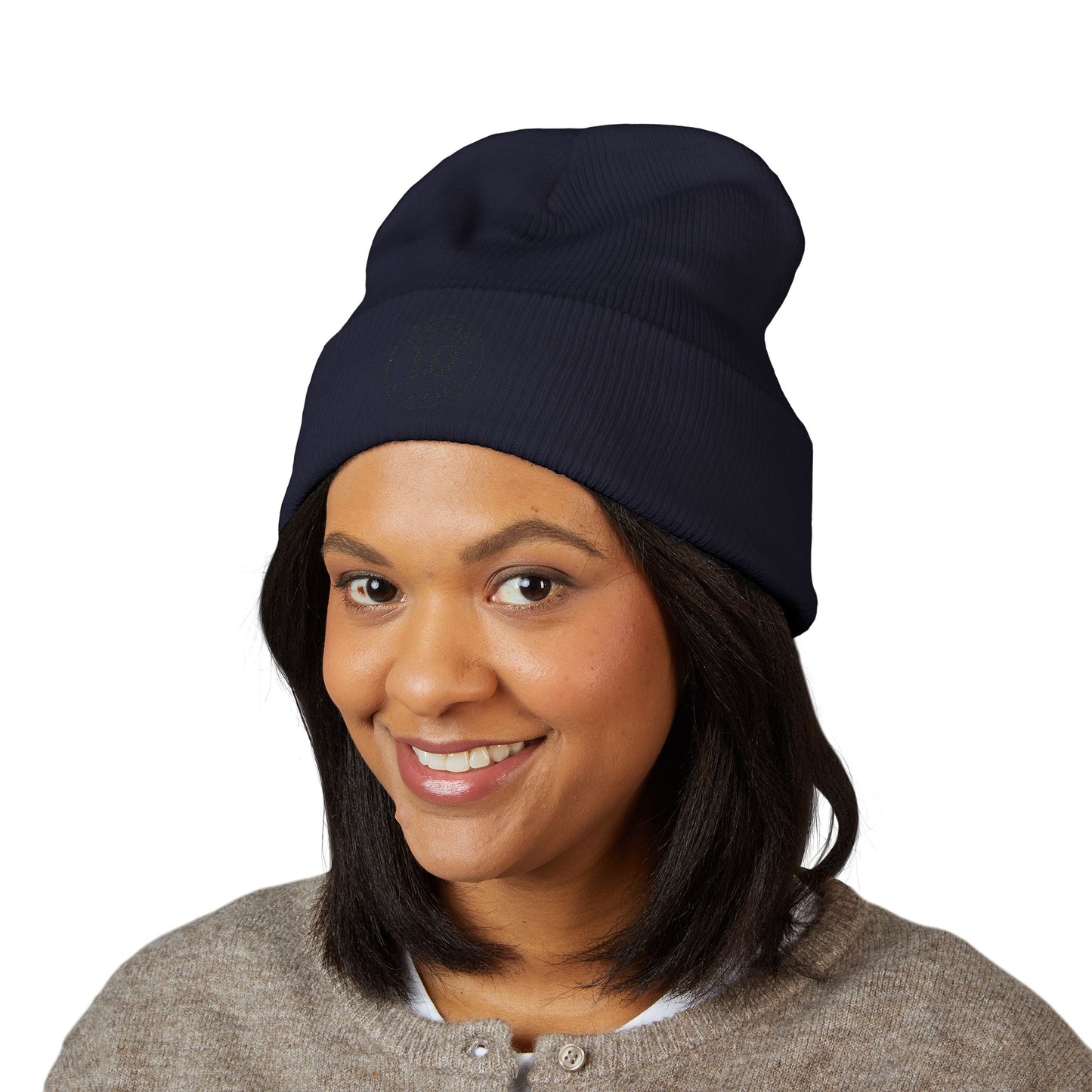 Stylish Embroidered Cuffed Beanie - Cozy Winter Accessory