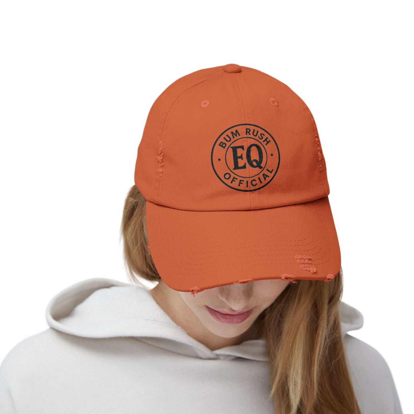 Unisex Distressed Cap with BumRushEQ Design - Casual Everyday Style