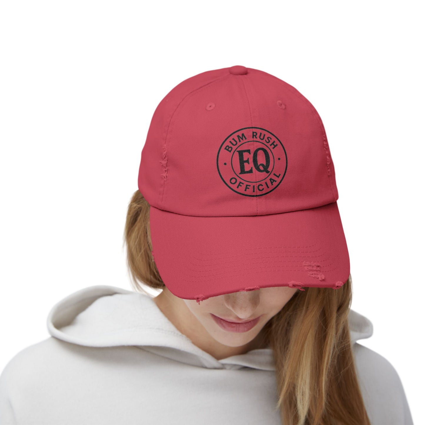 Unisex Distressed Cap with BumRushEQ Design - Casual Everyday Style